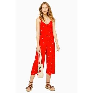 Topshop Strappy Spot Jumpsuit